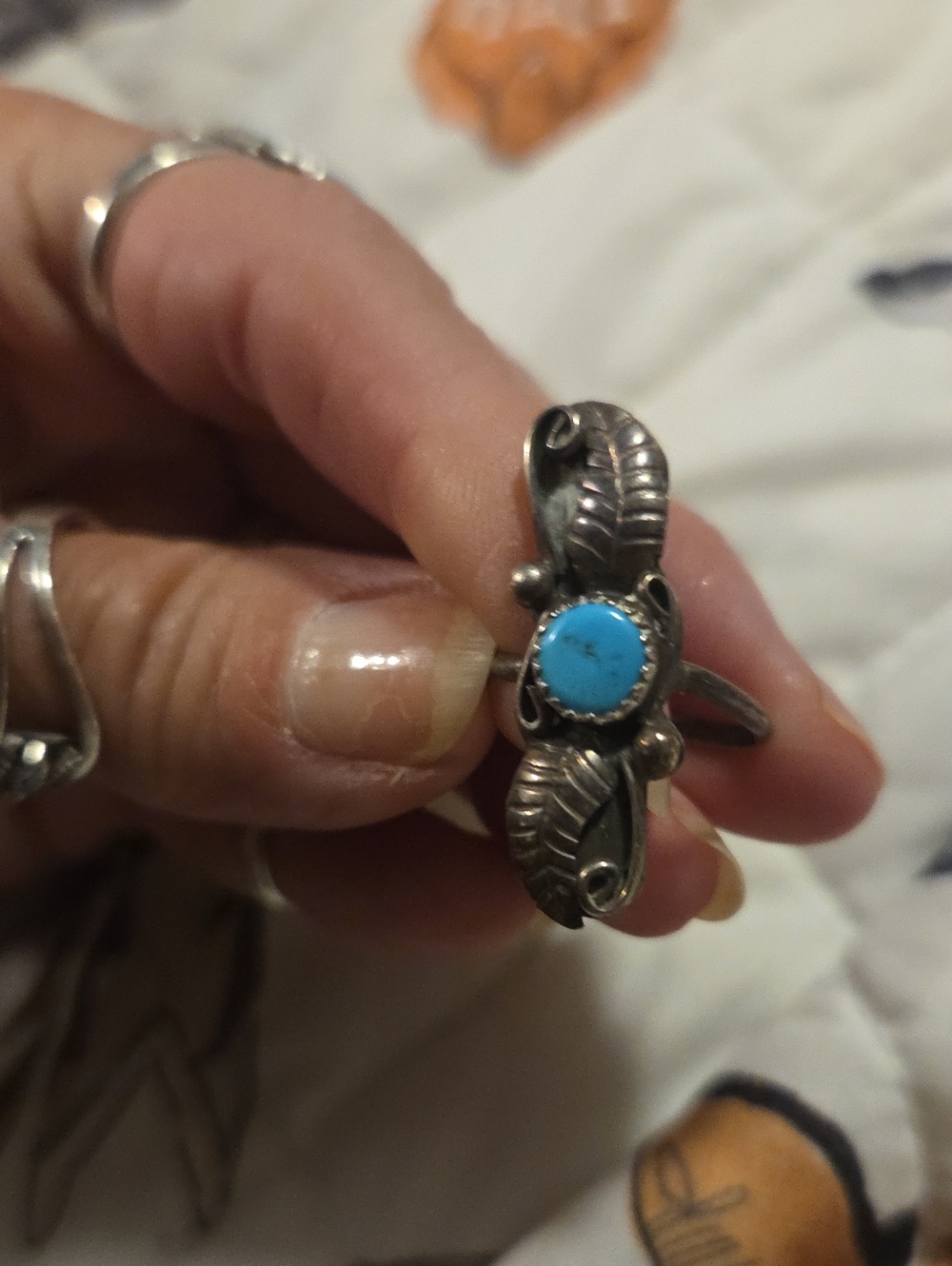 Sterling Silver Turquoise Leaf Ring - Women Jewelry